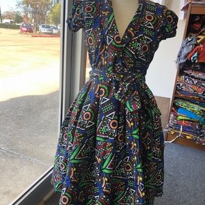 African Ankara Kente print dress for women